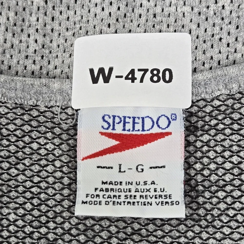 VINTAGE Speedo Men Swimwear L/G Gray Swim Tank‎ Logo Sleeveless